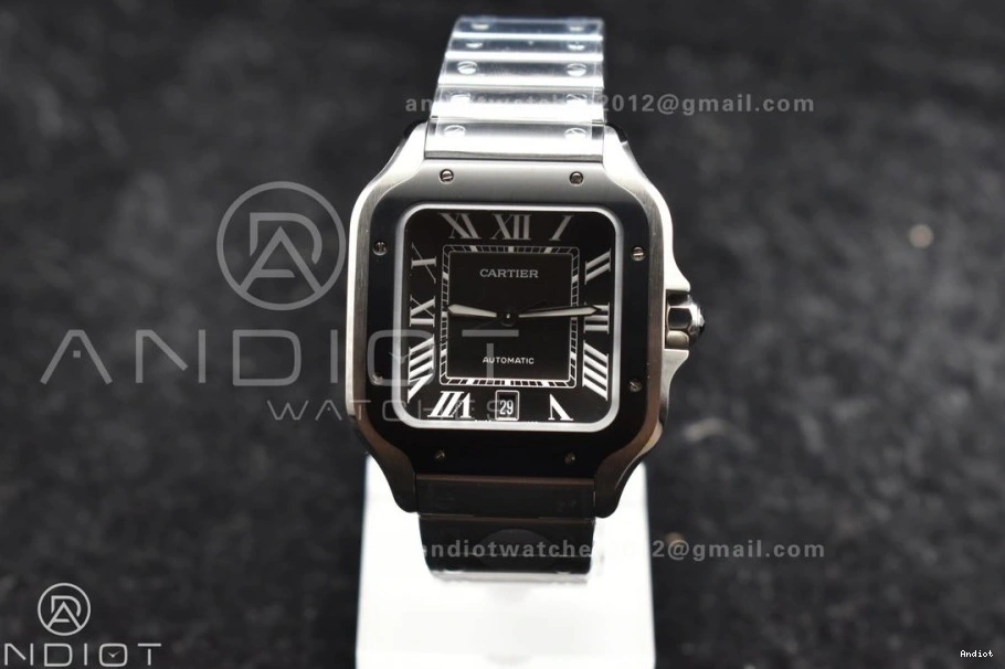 Bezel 9015 BVF Santos de SS 1:1 SS Gray Best Dial Edition Bracelet 40mm Black MIYOTA Cartier on 0303